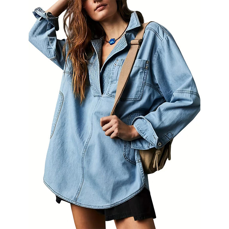 🔥Autumn Sale 50% OFF🔥Nomenoy® Women's Oversized Denim Pullover Clothing &