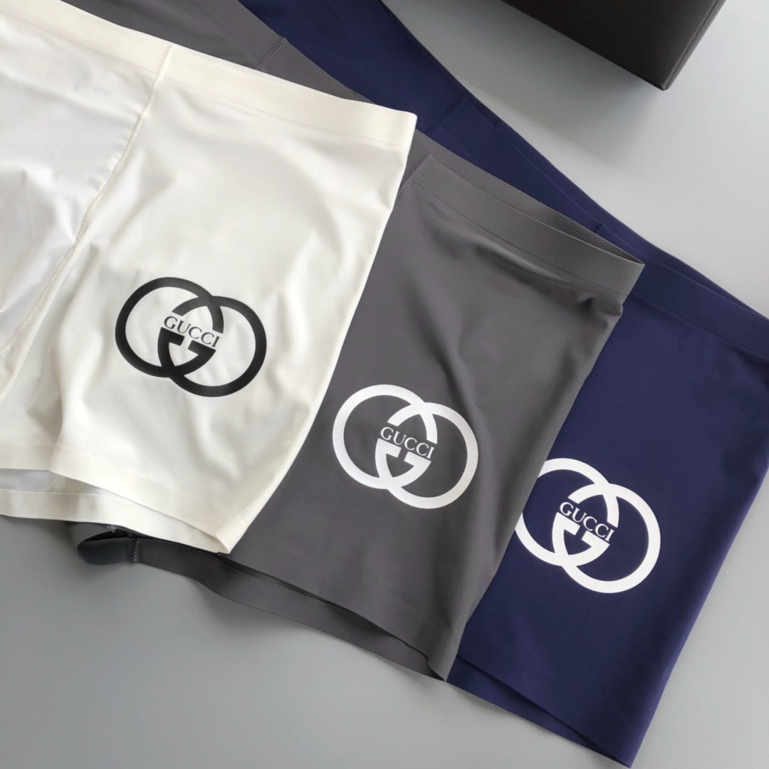 Gucci Solid Panels And Visible Emblem Details Men's Boxer Briefs - 3-Piece Box