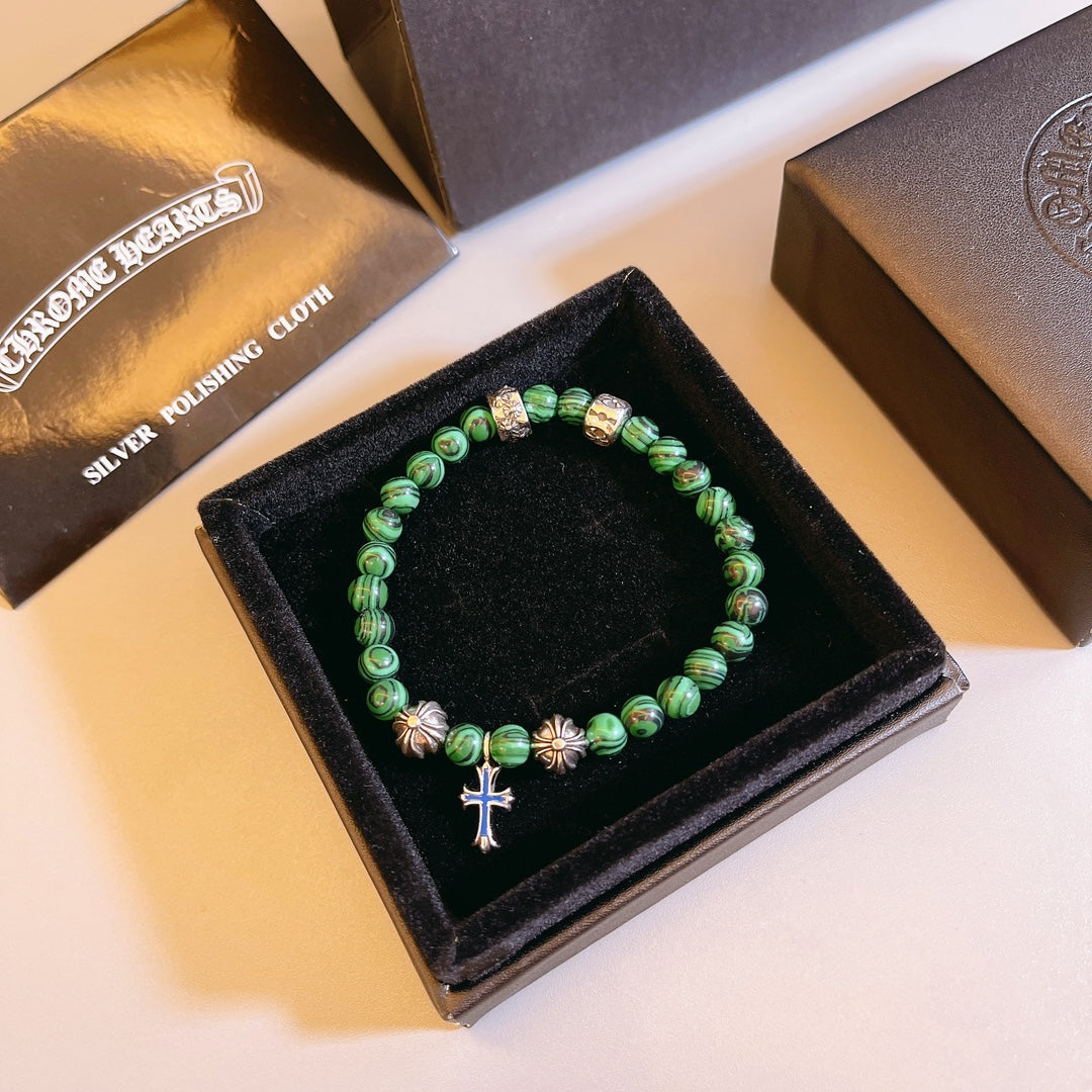 Martin Graham beaded bracelet in polished metal-tone – side detail