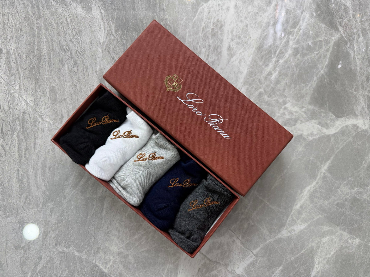 Loro Piana Restrained Script Ankle Socks - 5-Pair Set