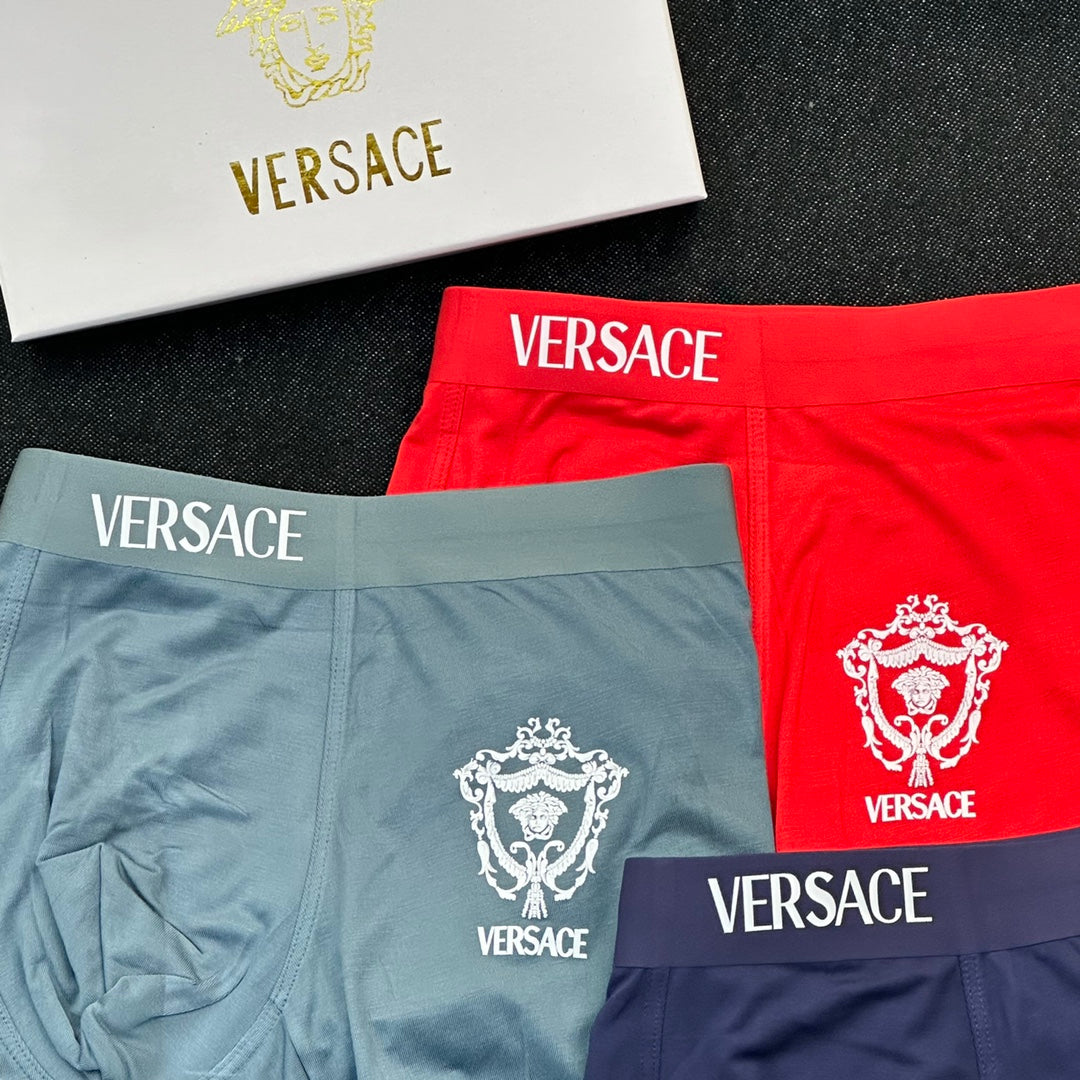 Versace Contrast Crest Men's Boxer Briefs - 3-Piece Box