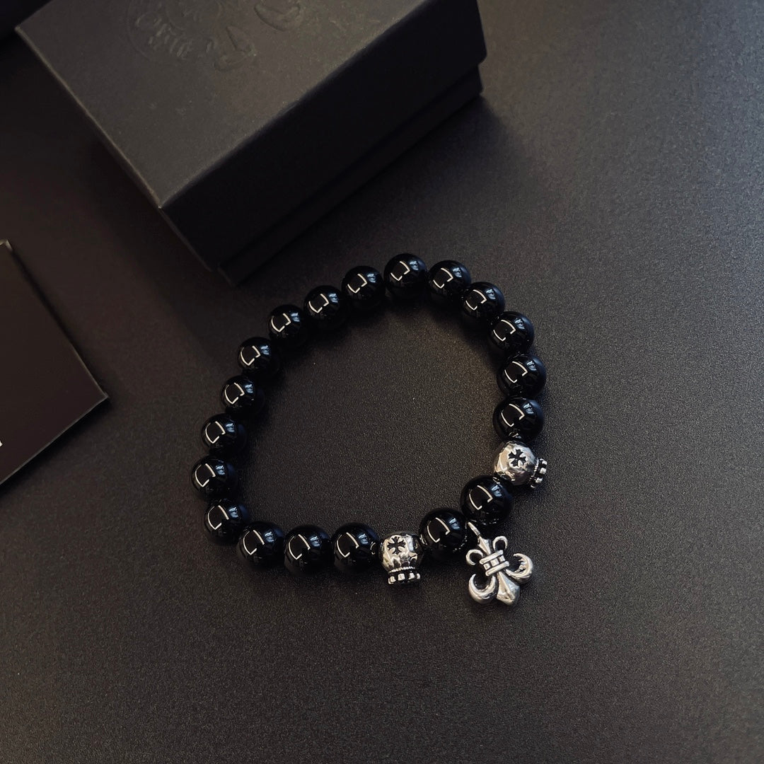 Martin Graham beaded bracelet in polished metal-tone – side detail