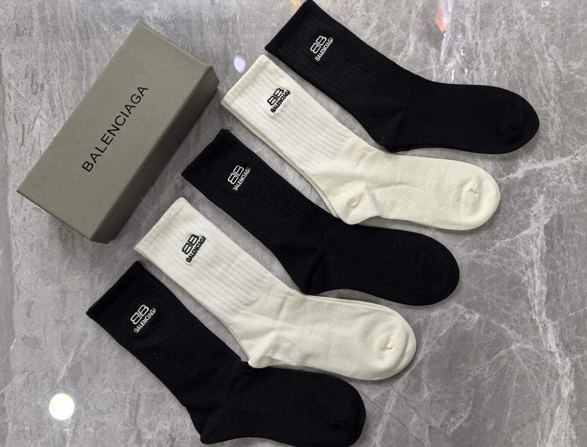 Balenciaga Cotton Crew Socks - 5-Pair Set