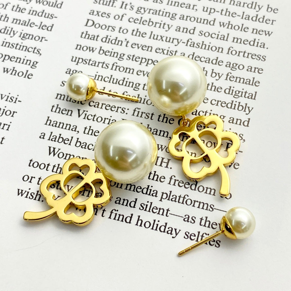 Martin Graham stud earrings in polished metal-tone – side detail