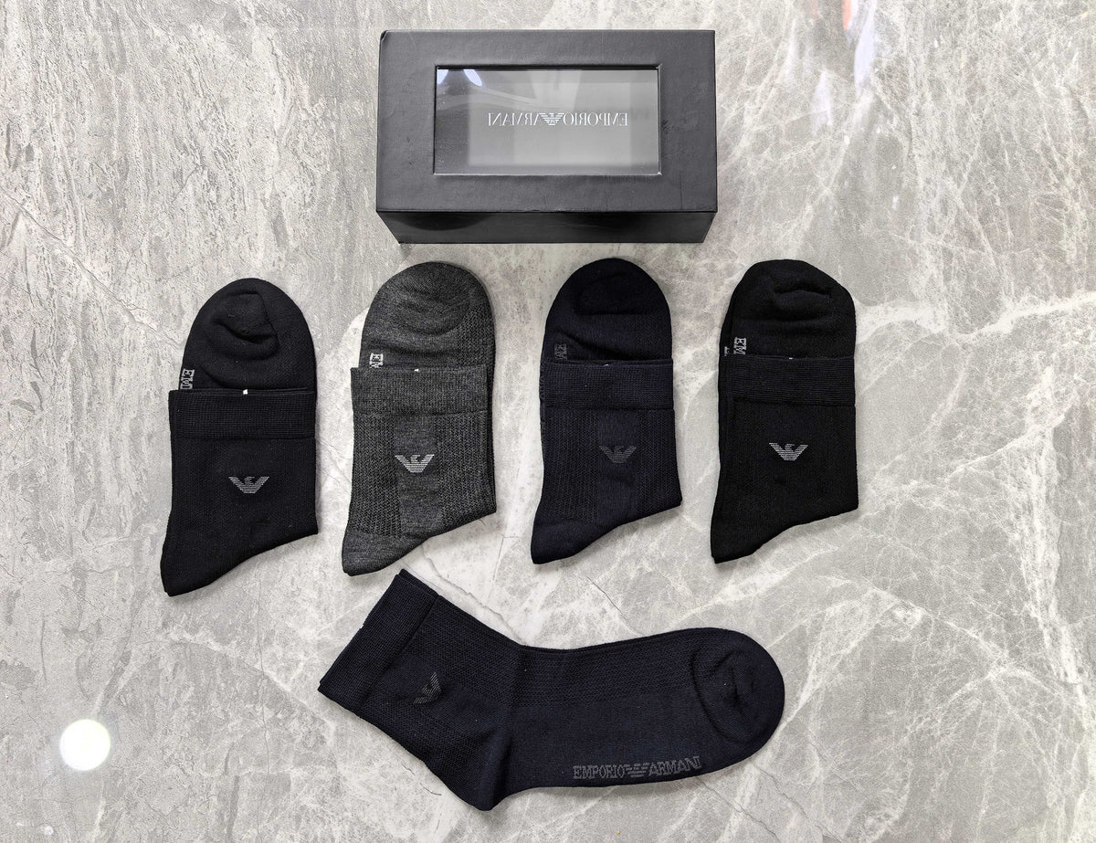 Emporio Armani Modal Eagle Motifs Mid-Calf Socks - 5-Pair Set