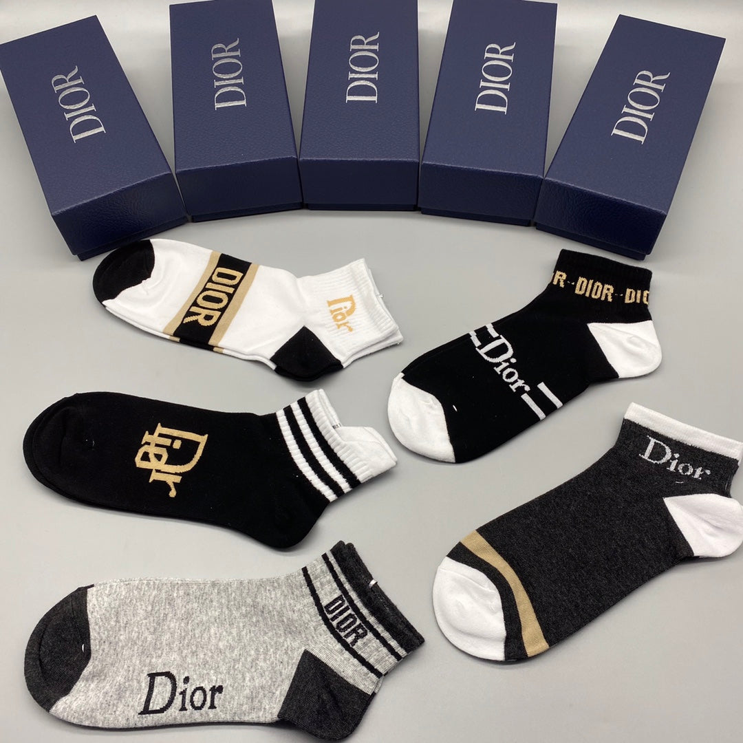 Dior Logo Ankle Socks - 5-Pair Box