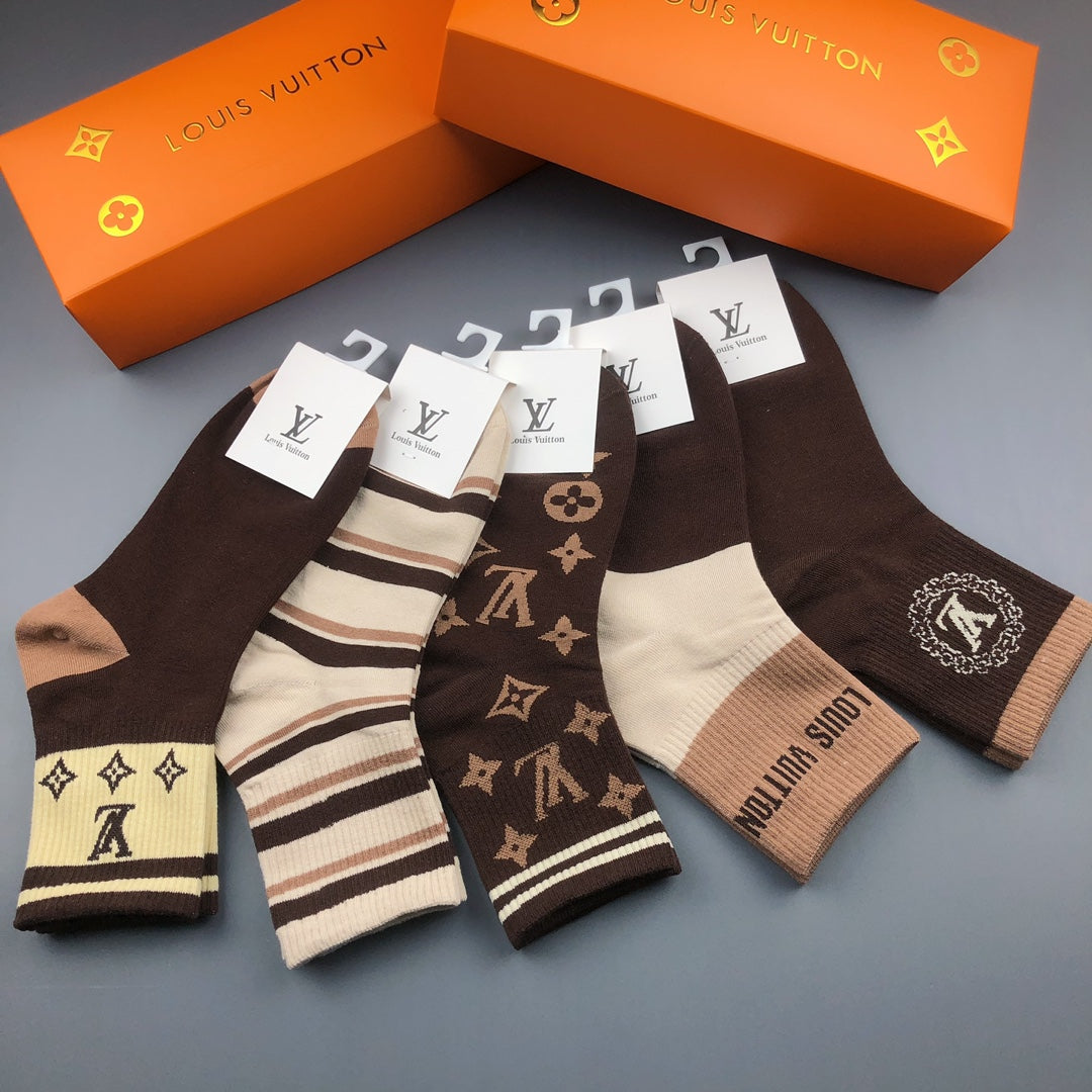 Louis Vuitton Monogram Crew Socks - 5-Pair Box