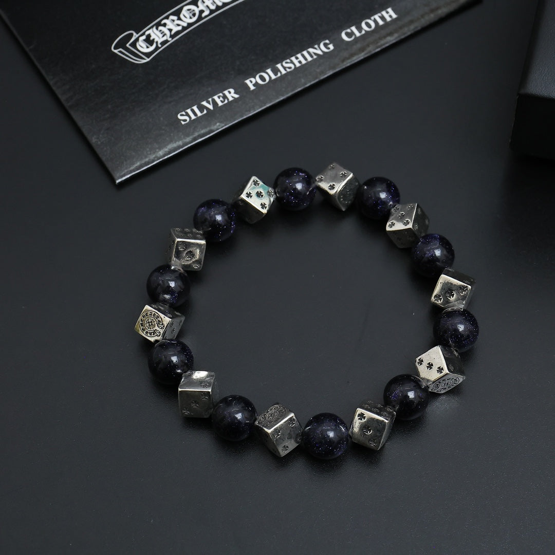 Martin Graham beaded bracelet in polished metal-tone – side detail