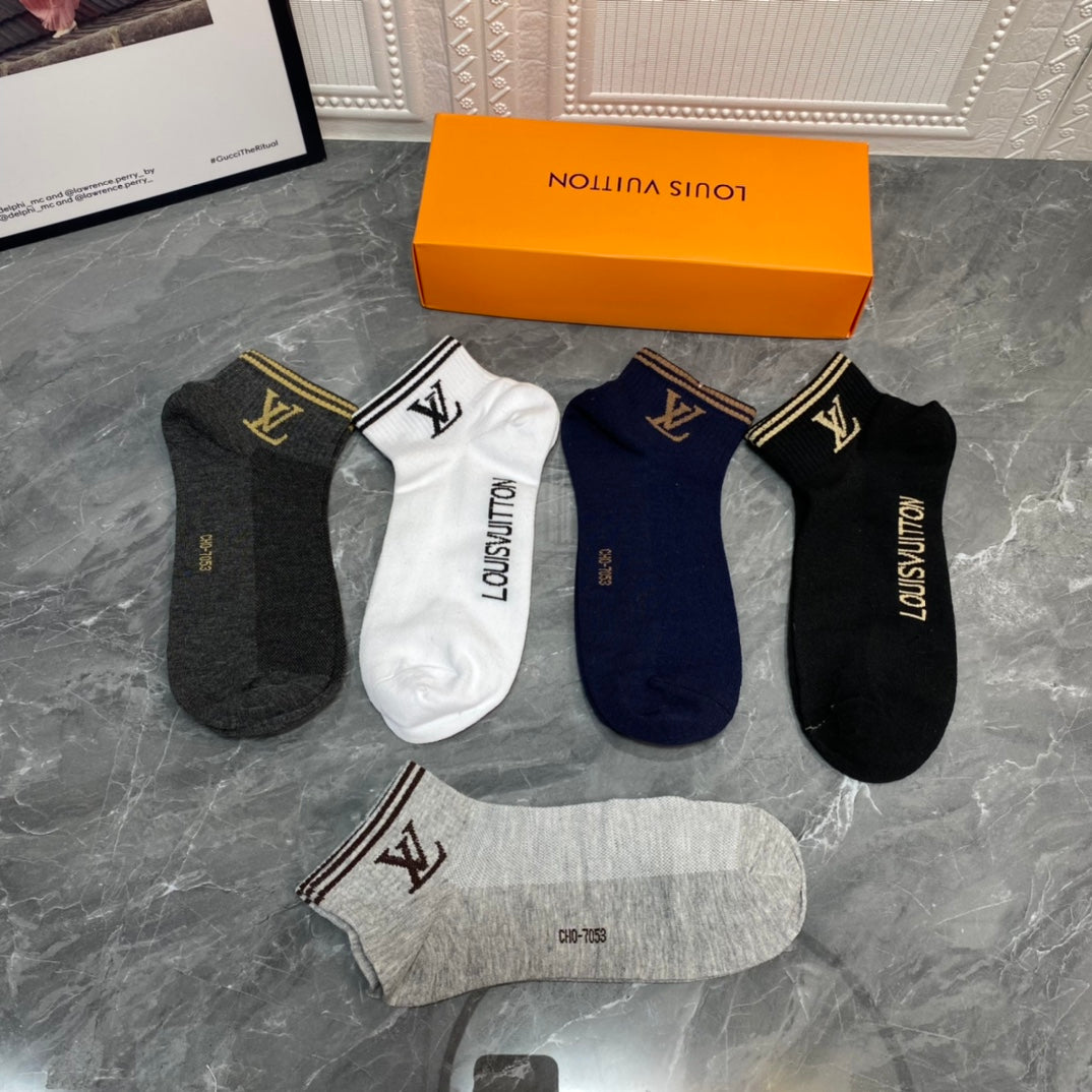 Louis Vuitton Small Initial Details Ankle Socks - 5-Pair Set