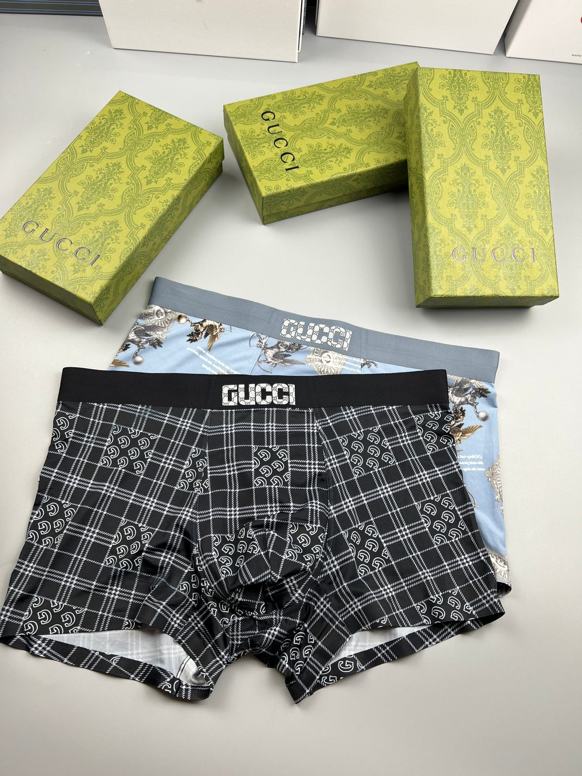 Gucci All-Over Geometric Patterns Men's Boxer Briefs - 3-Piece Box