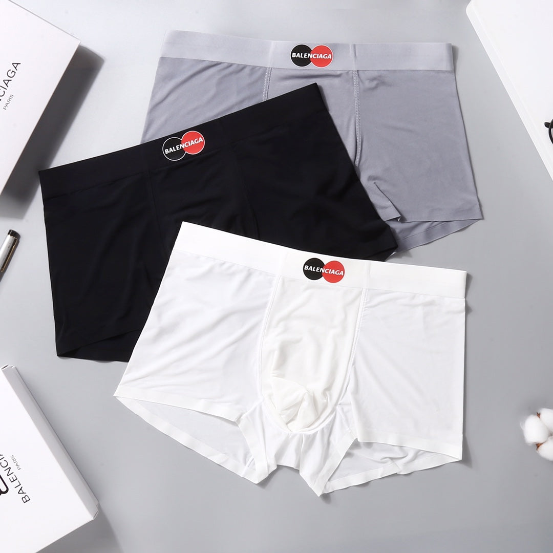 Balenciaga Contrast Logo Waistbands Men's Boxer Briefs - 3-Piece Box