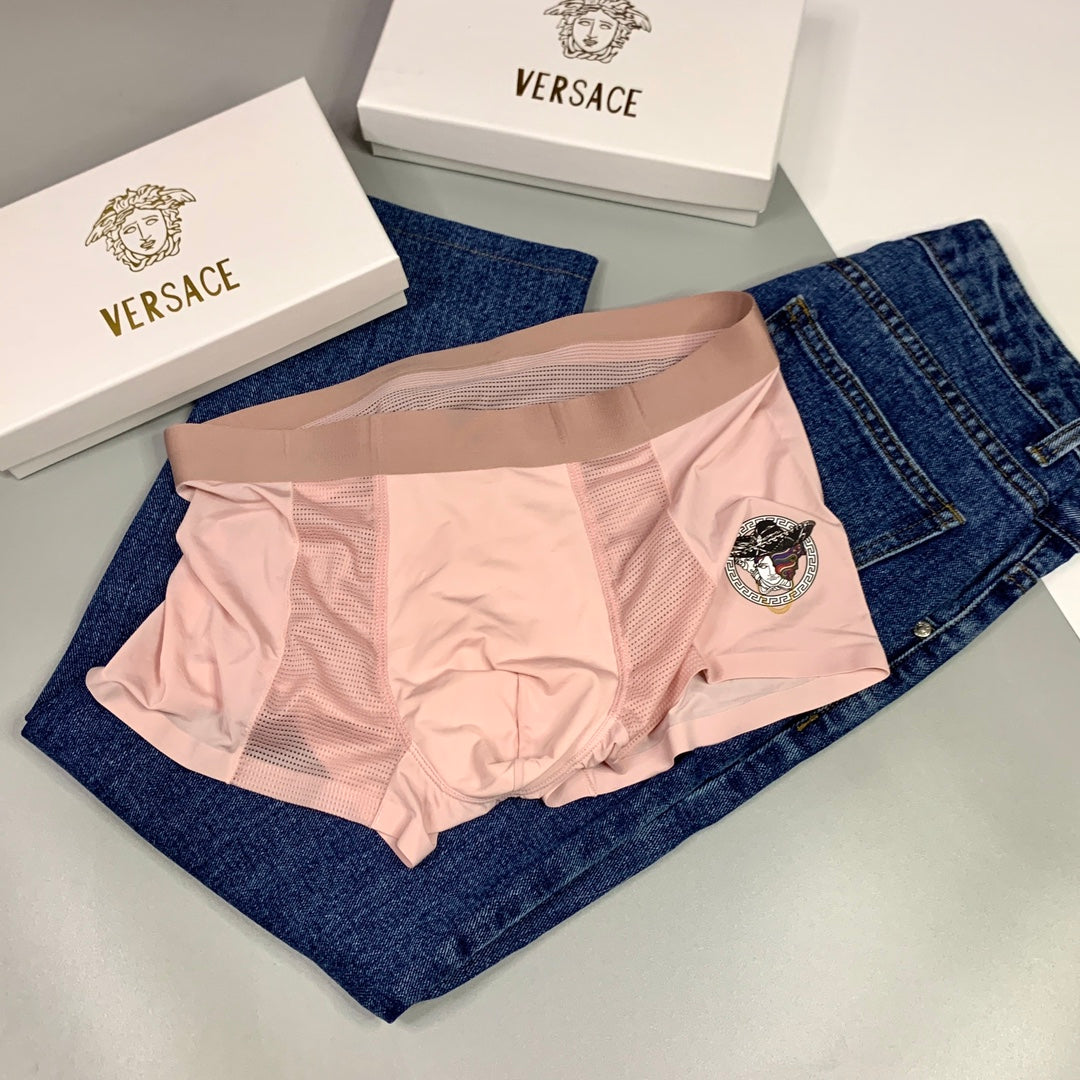 Versace Visible All-Over Pattern And Logo Details Men's Boxer Briefs - 3-Piece Box