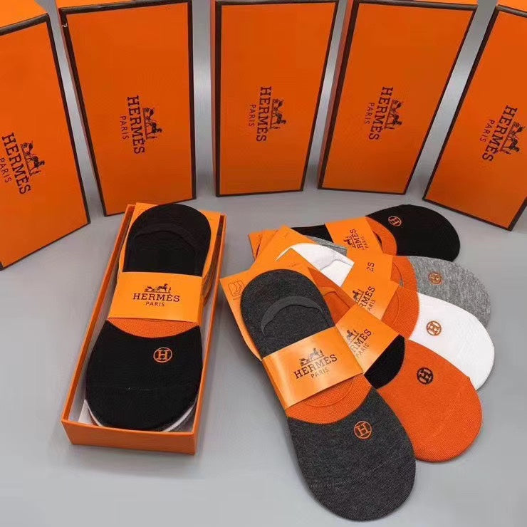 Hermes Small Emblem No-Show Socks - 5-Pair Set