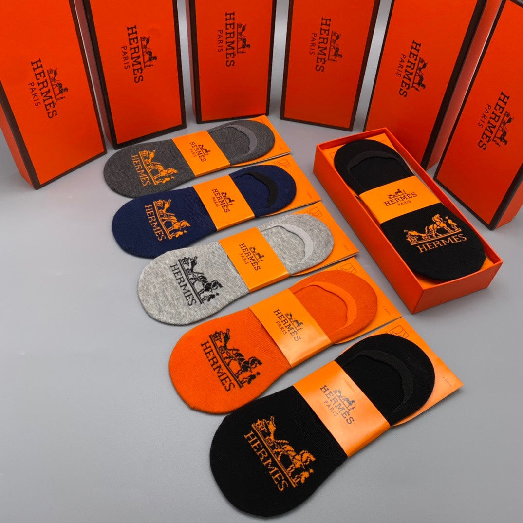 Hermes Horse Graphics No-Show Socks - 5-Pair Set