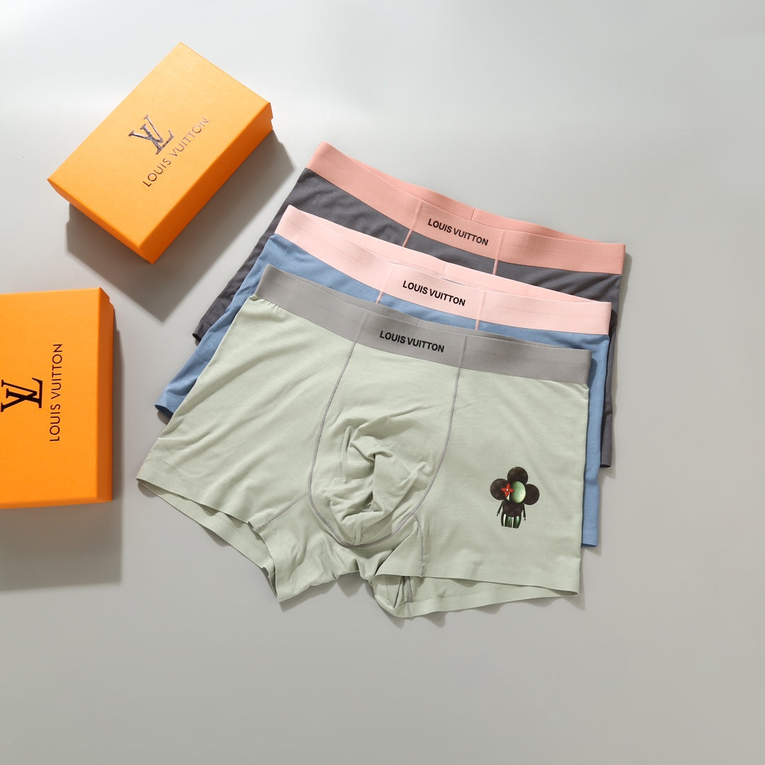 Louis Vuitton Modal-Blend Character Motif Men's Underwear - 3-Piece Box