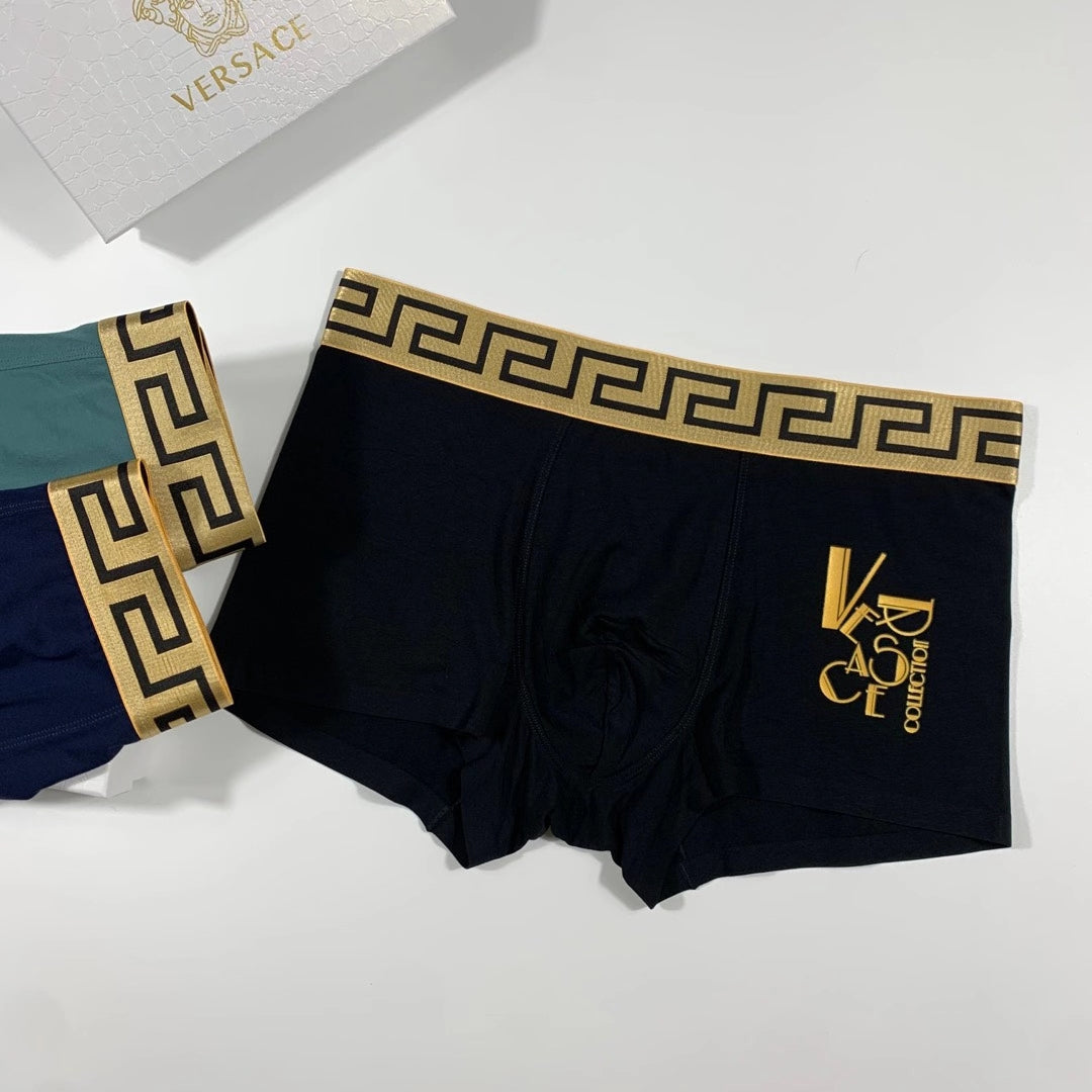 Versace Gold V And Greek-Key Men's Boxer Briefs - 3-Piece Box