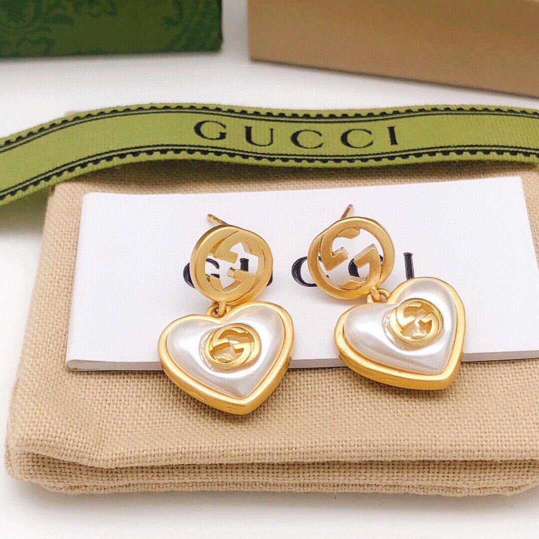 Heart Stud Earrings in Silver-Tone – Crystal Detail side detail