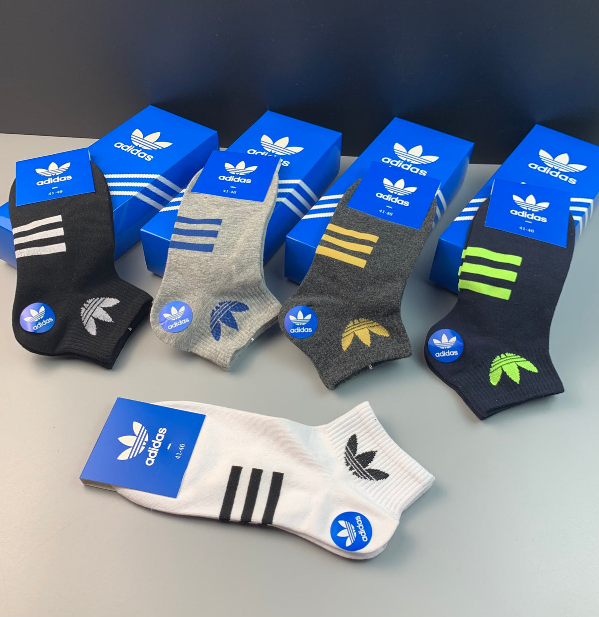 Adidas Cotton Ankle Socks - Box of 5 Pairs