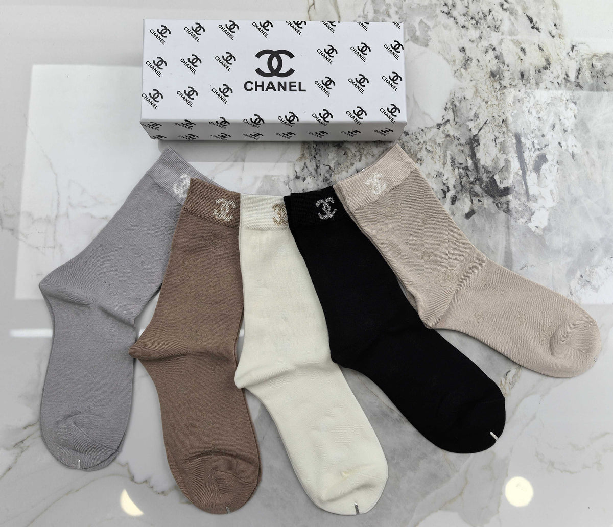 Chanel Modal Blend Crew Socks - 5-Pair Set