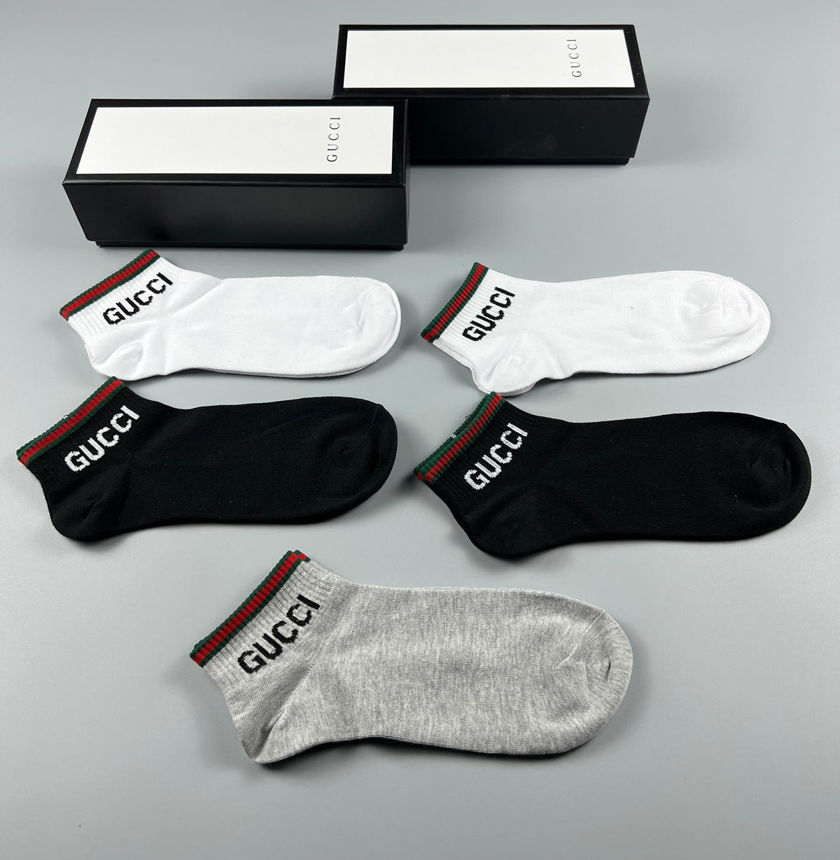 Gucci Red-And-Green Stripe No-Show Socks - 5-Pair Set