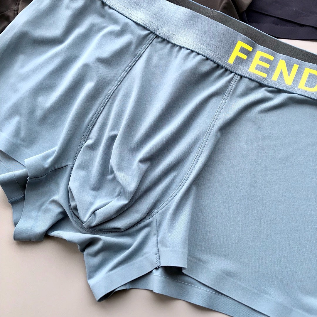 Fendi Broad Yellow Wordmark Waistbands Men's Boxer Briefs - 3-Piece Box