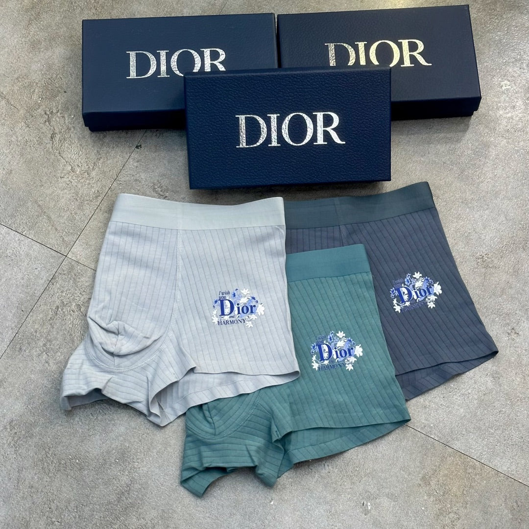 Dior Floral Logo Men's Trunk Underwear - 3-Piece Box