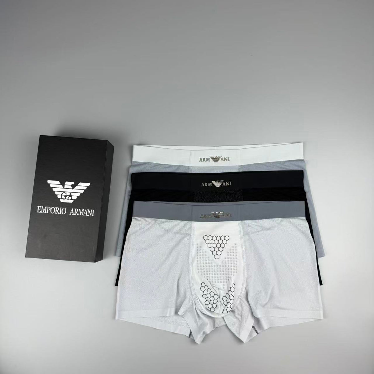 Armani Mulberry silk Seamless-Cut Men's Boxer Briefs - 3-Piece Box