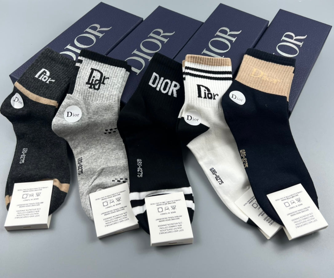 Dior Mixed Logo Logo Socks - 5-Pair Box