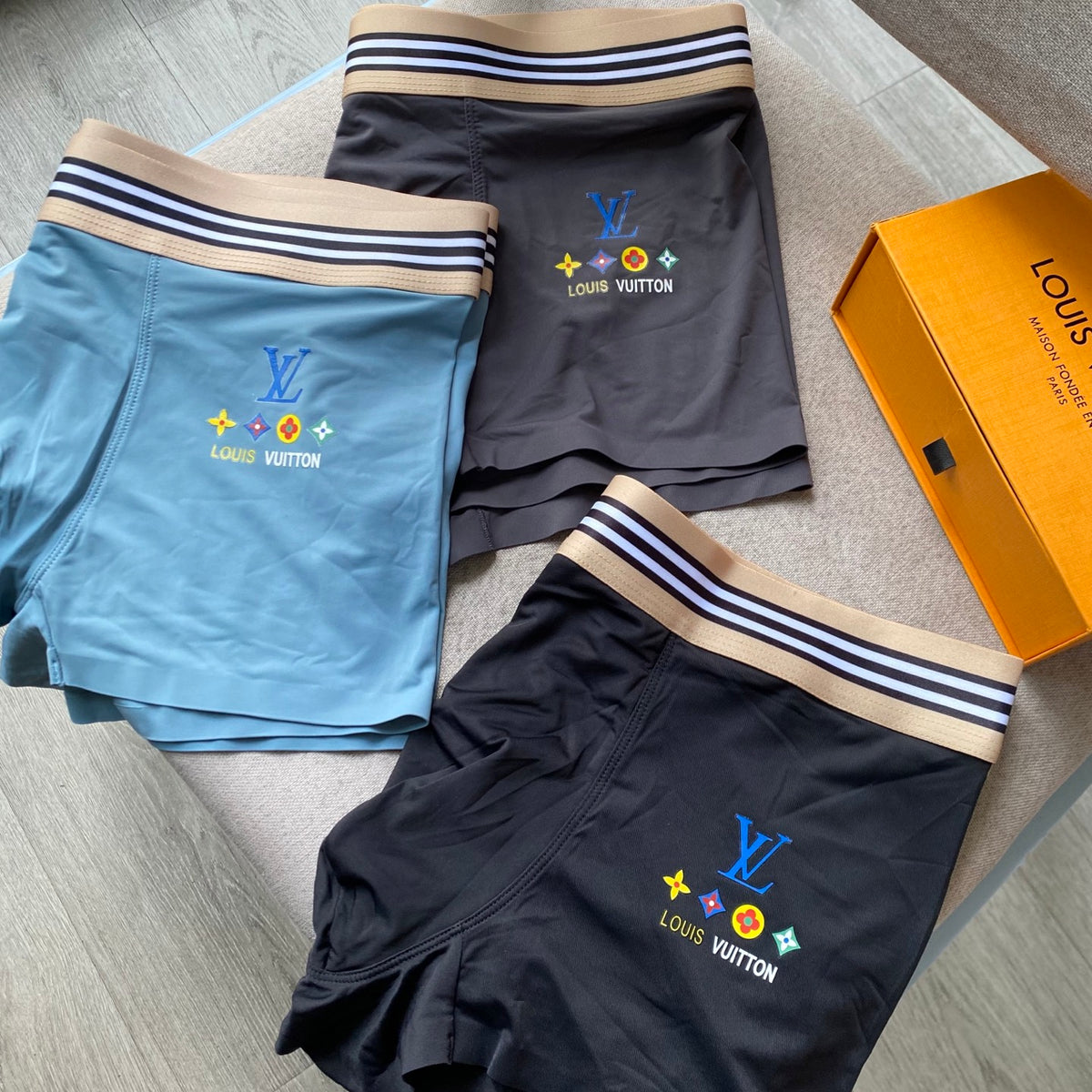 Louis Vuitton Striped Motif Men's Trunk Underwear - 3-Piece Box