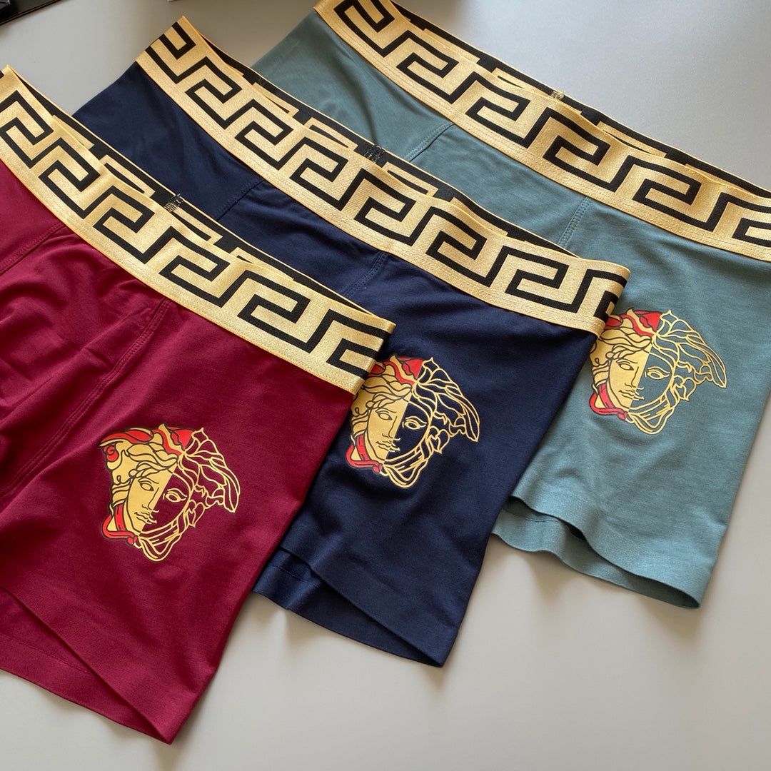 Versace Greek-Key Waistbands And Medallion Motifs Men's Boxer Briefs - 3-Piece Box