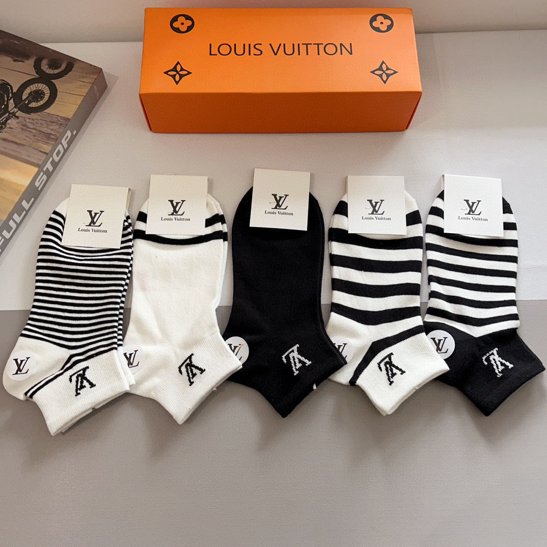 Louis Vuitton Striped Crew Socks - Box of 5 Pairs