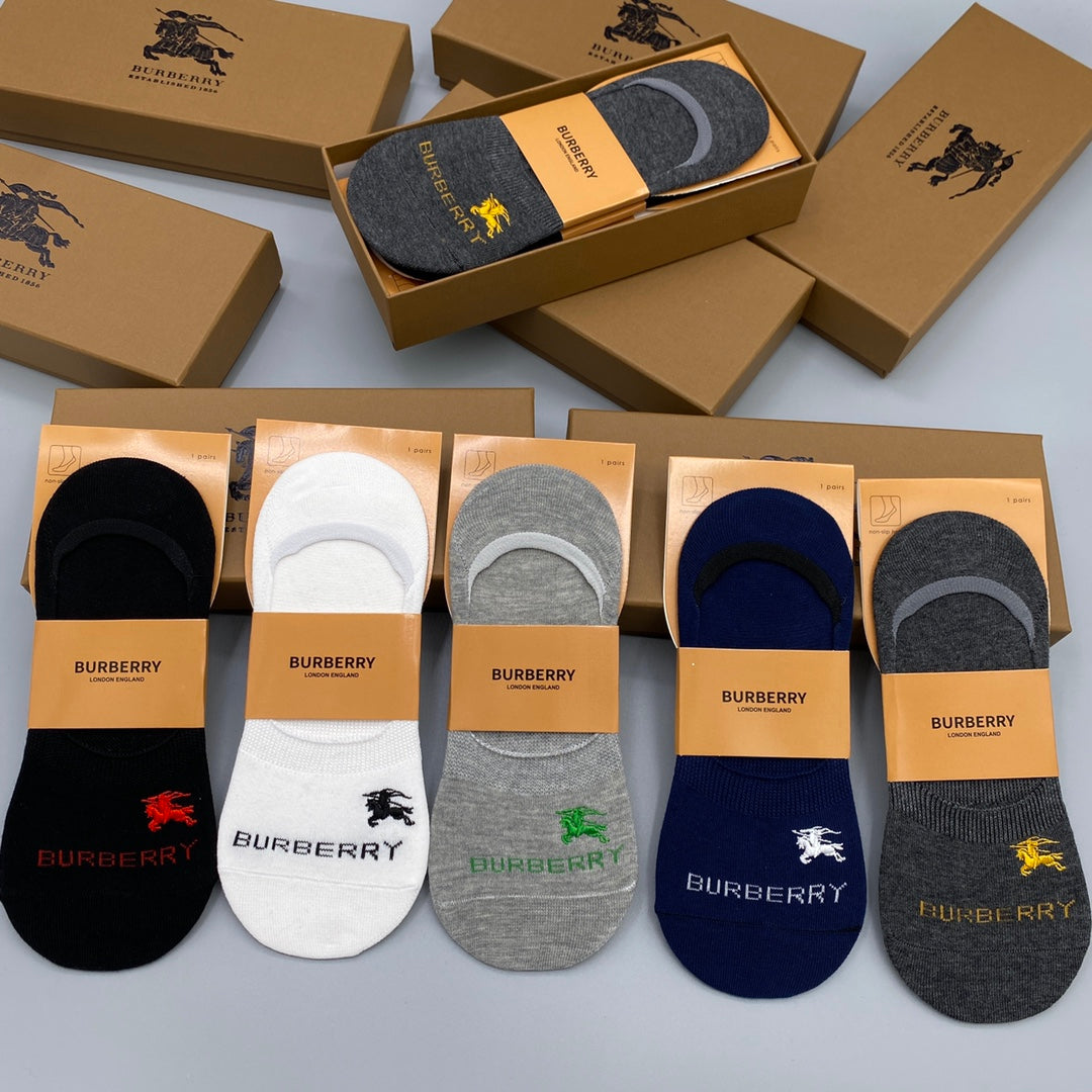 Burberry Small Horse Graphics No-Show Socks - 5-Pair Set