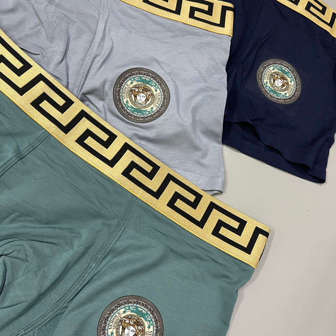 Versace Greek-Key Waistbands Men's Boxer Briefs - 3-Piece Box