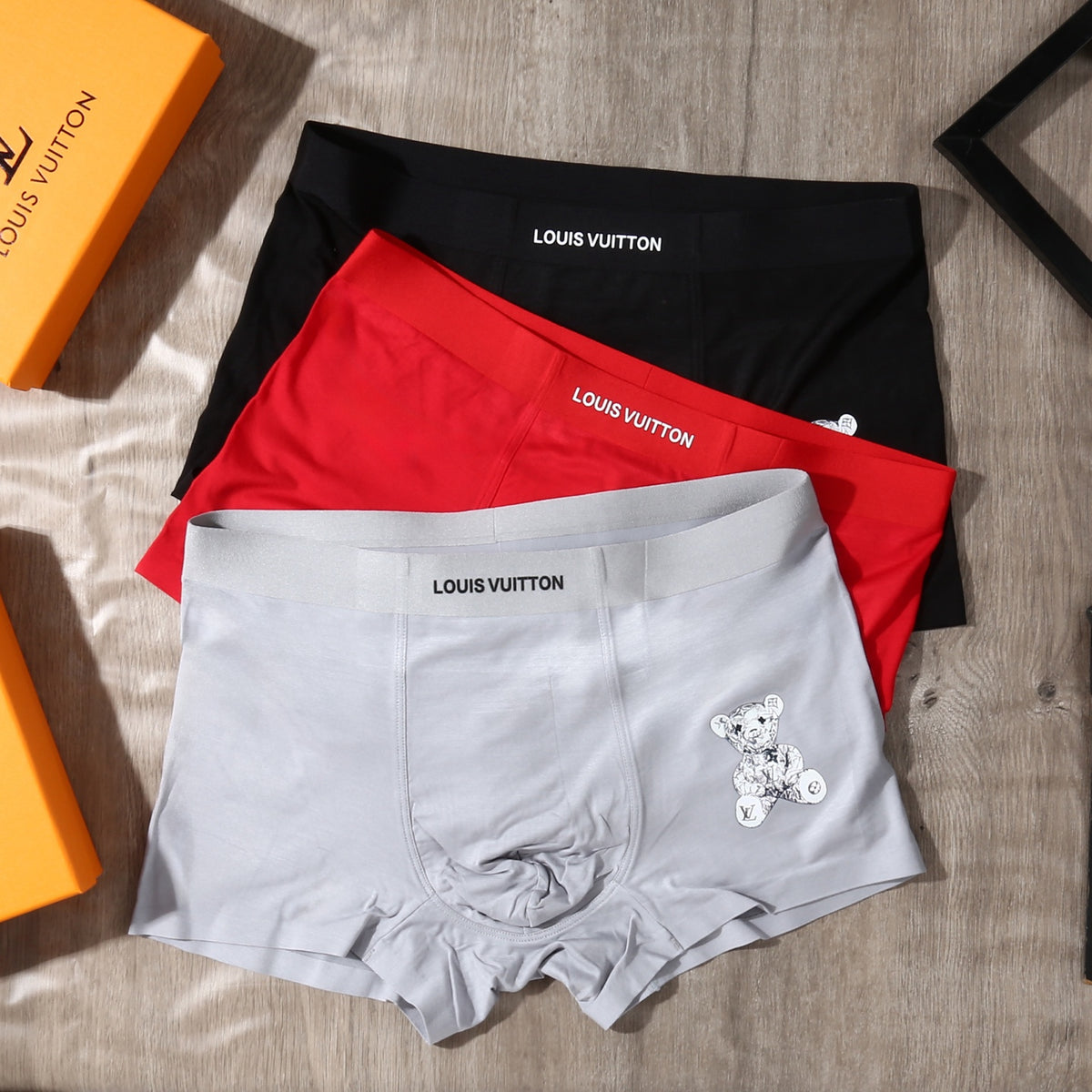 Louis Vuitton Modal-Blend Teddy Motif Men's Underwear - 3-Piece Box