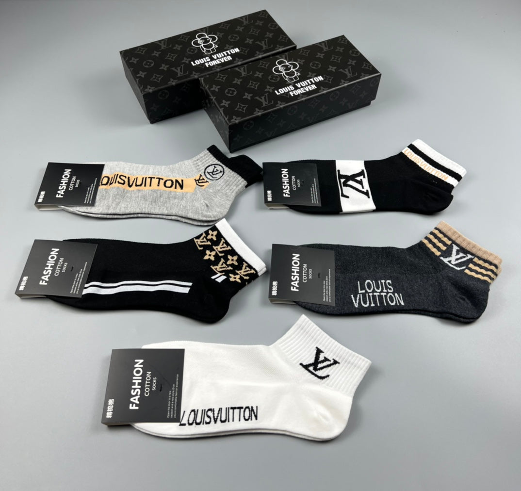 Louis Vuitton Star And Initial Ankle Socks - 5-Pair Set