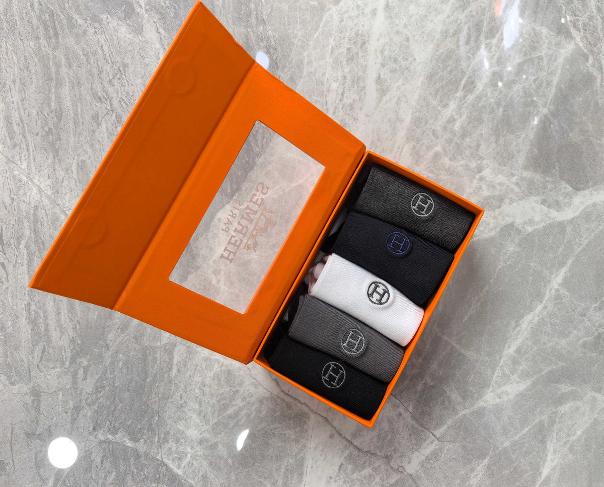 Hermes Modal Small H Motifs Mid-Calf Socks - 5-Pair Set