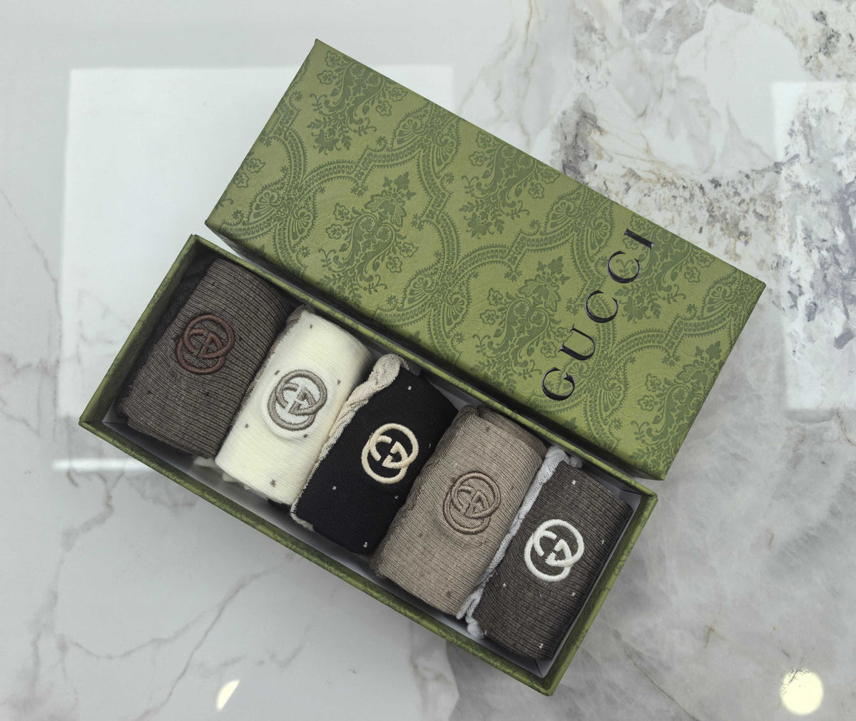 Gucci Combed Cotton Crew Socks - 5-Pair Set