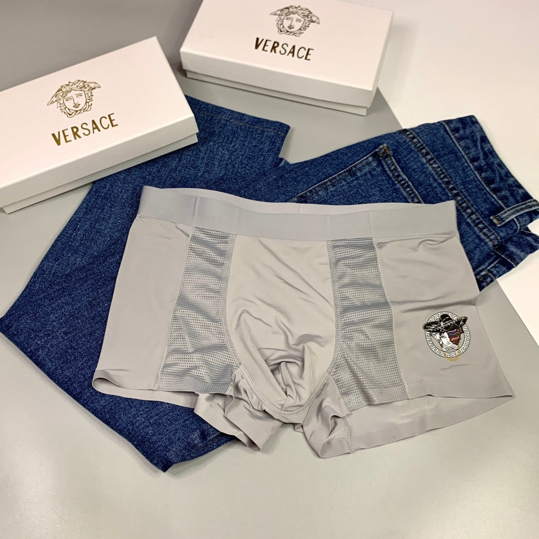 Versace Visible All-Over Pattern And Logo Details Men's Boxer Briefs - 3-Piece Box