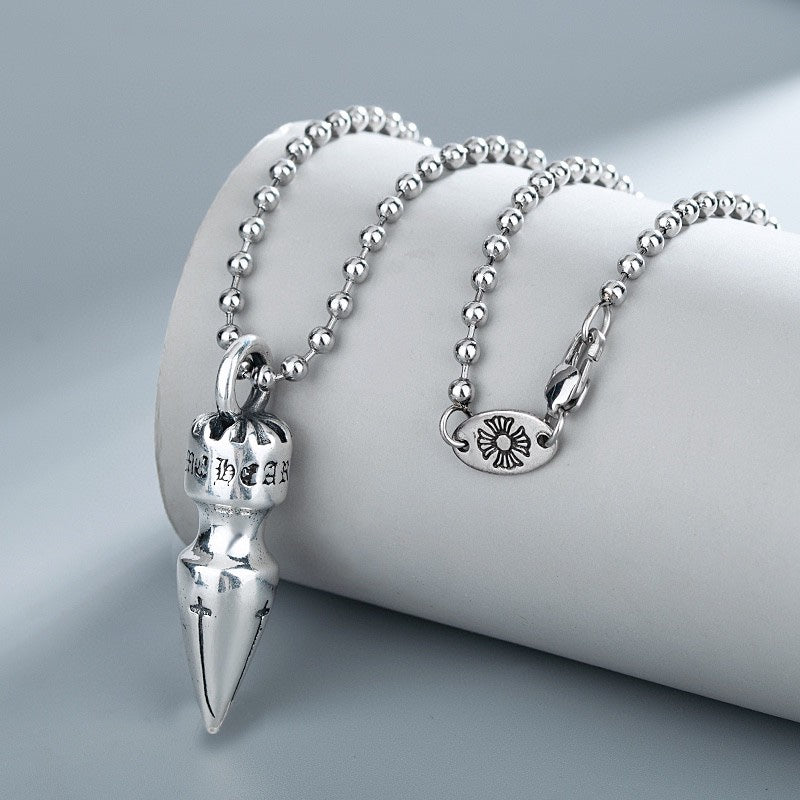 Martin Graham pendant necklace in polished metal-tone – close-up detail