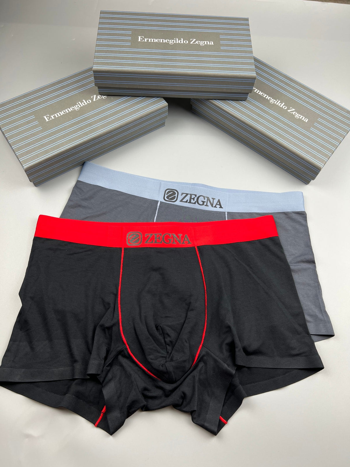 Zegna Modal Contrast Waistbands Men's Boxer Briefs - 3-Piece Box