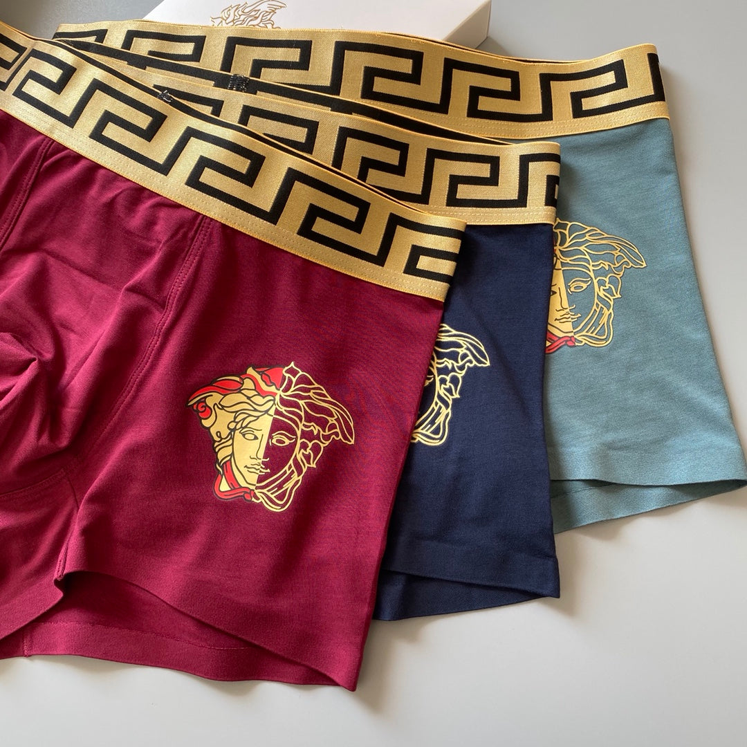 Versace Greek-Key Waistbands And Medallion Men's Boxer Briefs - 3-Piece Box