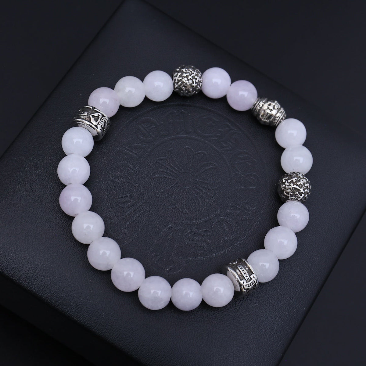 Martin Graham beaded bracelet in polished metal-tone – close-up detail