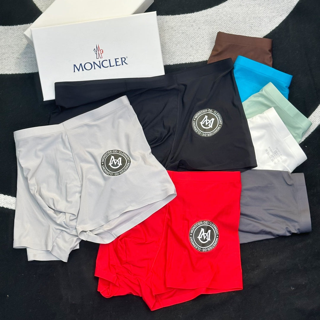 Moncler Goat-milk silk Circular Patch Men's Boxer Briefs - 3-Piece Box