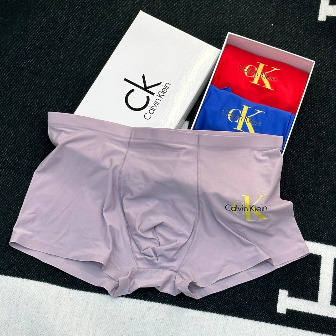 Calvin Klein Goat-milk silk Gold-Tone Monogram Men's Boxer Briefs - 3-Piece Box