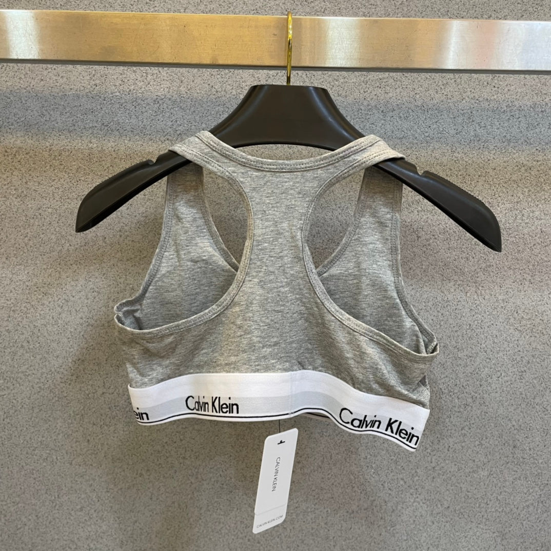 Calvin Klein Heather Grey Racerback Bra and Brief Set Women's Bra & Brief Set - 2-Piece Set