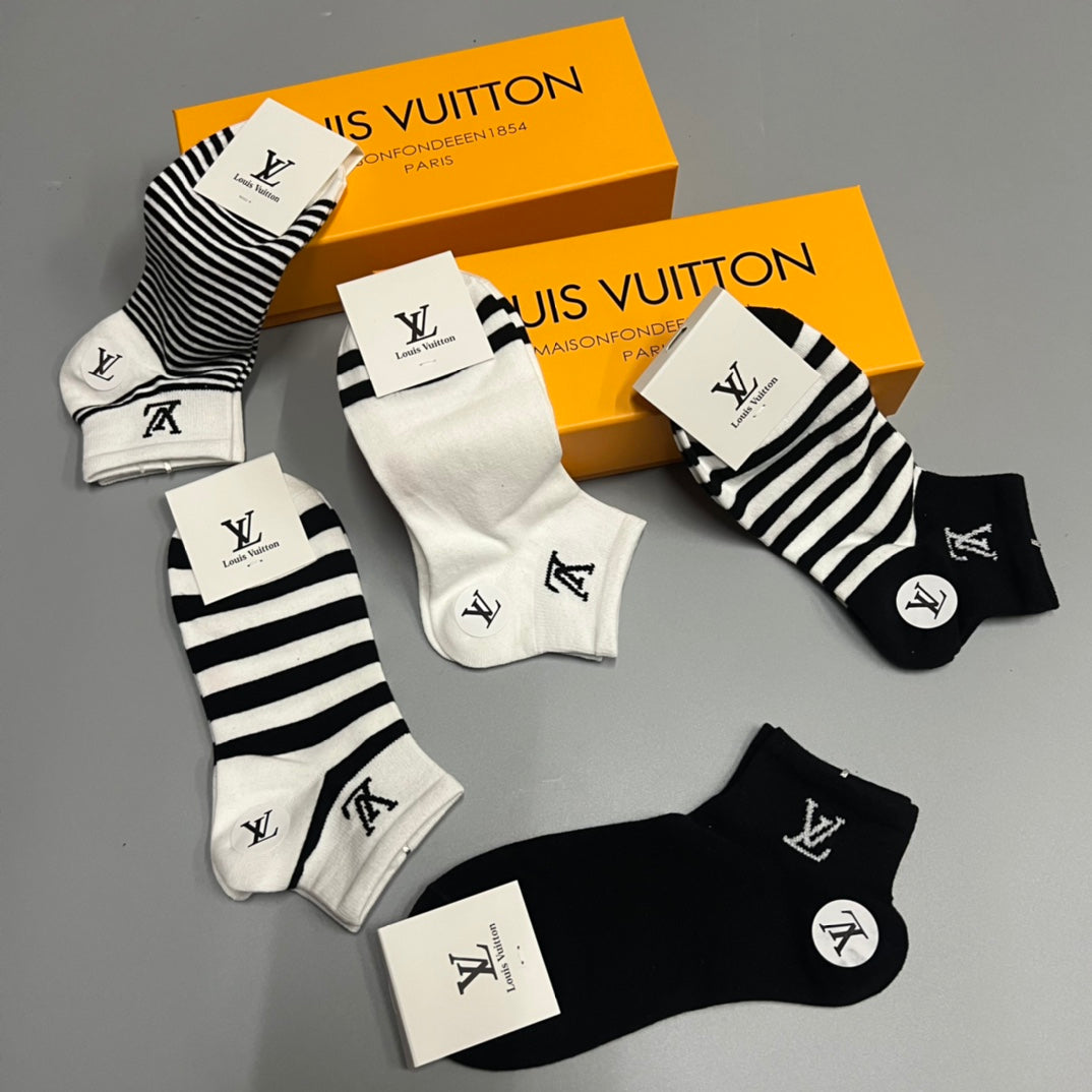 Louis Vuitton Small Initial Ankle Socks - 5-Pair Set