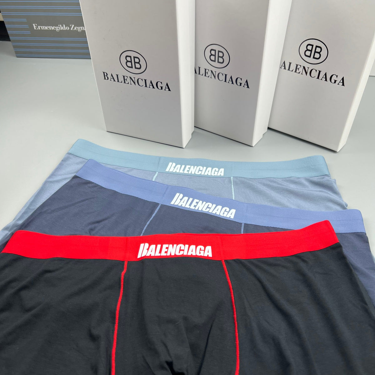 Balenciaga Modal Contrast Wordmark Waistbands Men's Boxer Briefs - 3-Piece Box