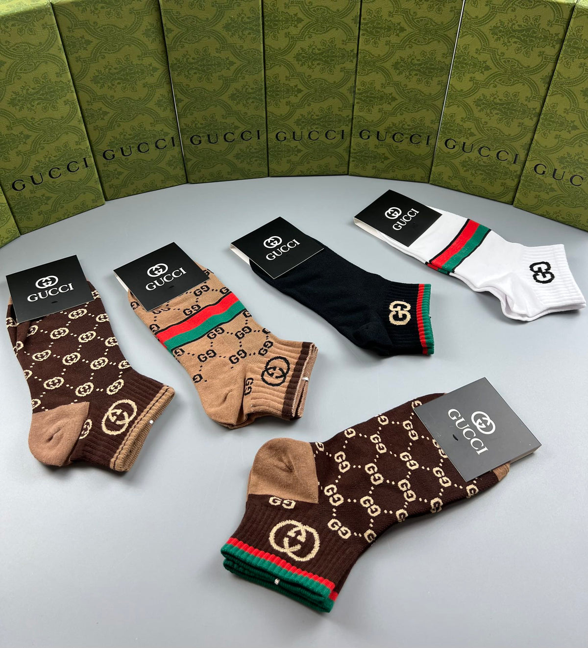 Gucci Mixed Monogram Ankle Socks - Box of 5 Pairs