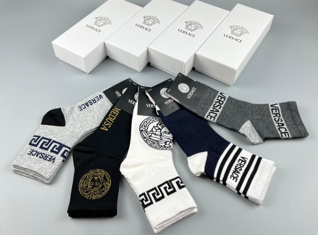 Versace Mixed-Pattern Crew Socks - Box of 5 Pairs