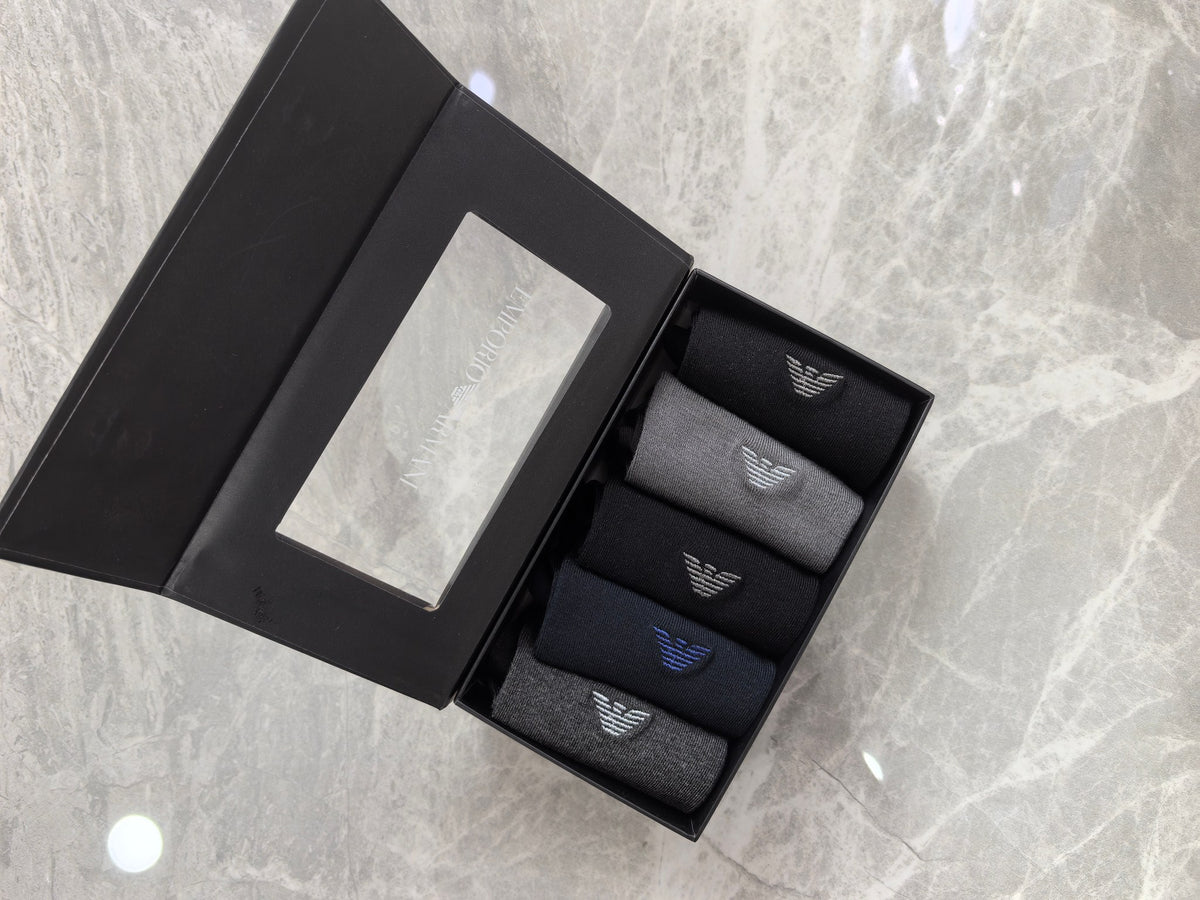 Armani Modal Subtle Eagle Emblems Crew Socks - 5-Pair Set